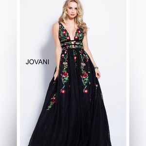 Jovani Red/Black Flower Dress size 14